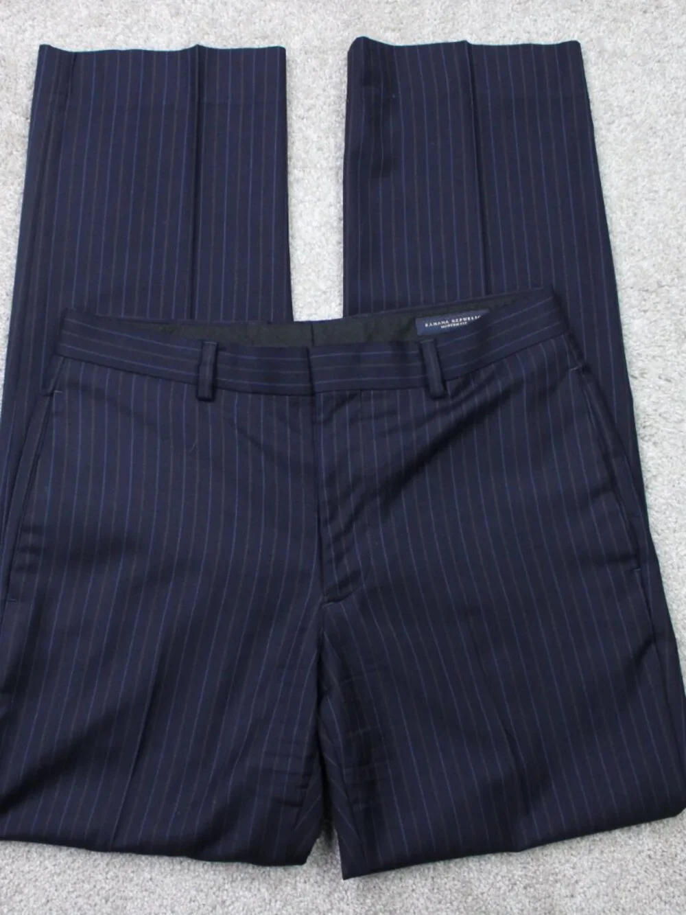 Banana Republic Pants Mens 30x32 Blue Pinstripe Modern Fit Wool Flat Front Lined